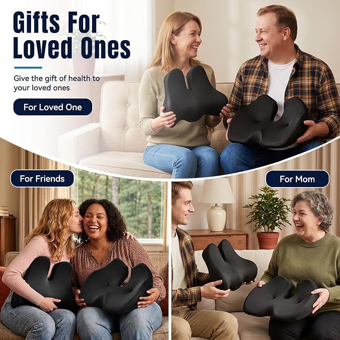 Oversized Seat Cushion with Lumbar Support for Long Sitting & Office Chairs | Designed for 150–300 Lbs with Ergonomic Support for Tailbone & Sciatica Relief in Car, Office, Home & Wheelchair