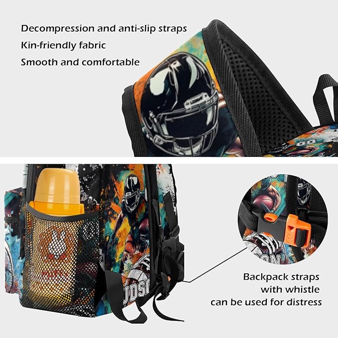 Personalized Baseball Backpack with Name Back to School Supplies Bookbag for Kids Boys Custom Football Basketball Player Schoolbag and Water Bottle Cup&Pencil Pouch School Backpacks with Lunch Box Set