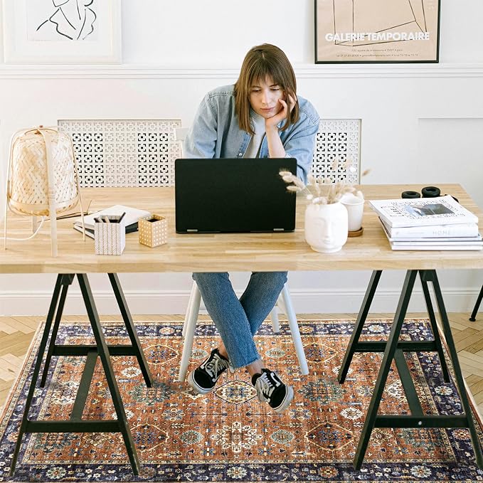 Office Chair Mat for Hardwood Floor, 60"x45" Easy Glide Computer Desk Mat Protector for Rolling Chair Under Desk Rug Nonslip Backing, Machine Wash, (Modern)