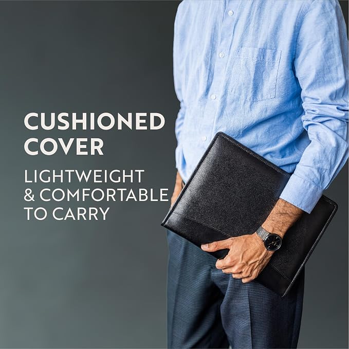 Leather Portfolio Professional Organizer Padfolio – Resume Folder with Luxury Pen, Stylish Document Folio for Letter Size Writing Pad with Business Card Holder, Ideal Gift Portfolios for Men and Women