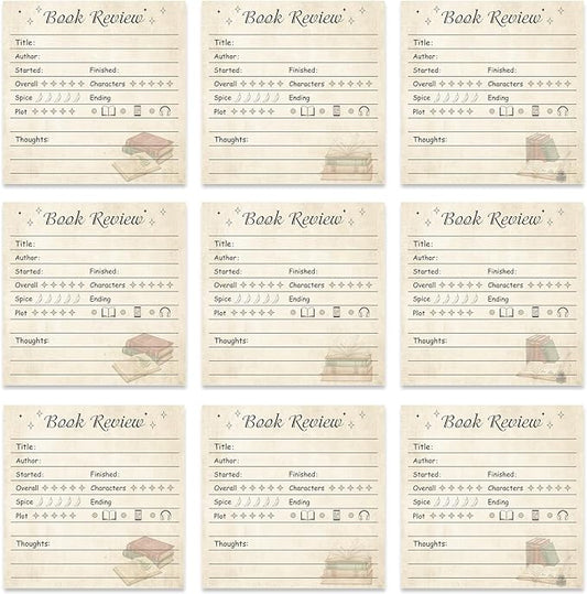 Book Review Sticky Notes Gift, 9 Pack Retro Books Review Themed Notepads 3x3 Inch Gifts for Bookworm, Reading Journals Memo Pads Office School Supplies for Friends Readers (450 Sheets)