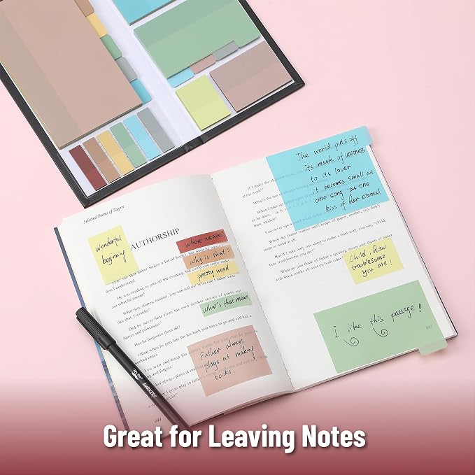 Mr. Pen- Transparent Sticky Notes Set, 410 Pack | Transparent Sticky Notes Tabs with Black Fineliner Pen for Bible Study, Office, School, Planning, Journaling & Organization