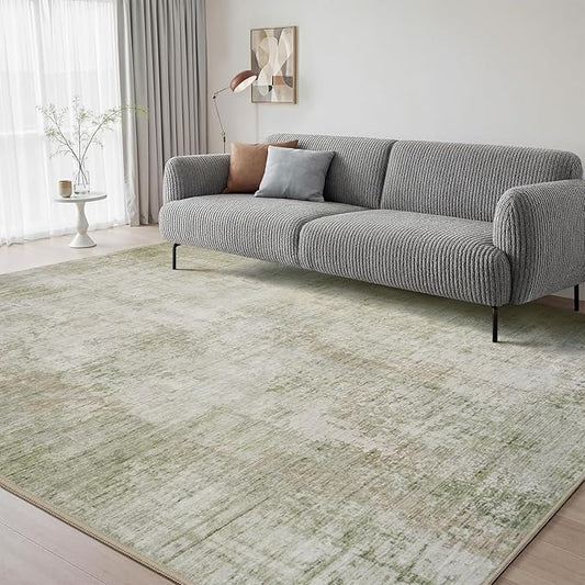 8 x 10 Area Rugs for Living Room, Machine Washable Non Slip Rug Ultra Soft Low Pile Indoor Carpet Modern Abstract Rugs for Bedroom Office Room Dining Room Beside, Green