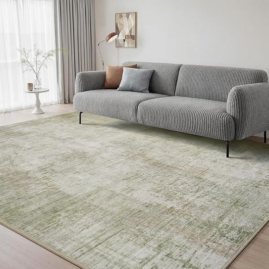 5 x 7 Area Rugs for Living Room, Machine Washable Non Slip Rug Ultra Soft Low Pile Indoor Carpet Modern Abstract Rugs for Bedroom Office Room Dining Room Beside, Green