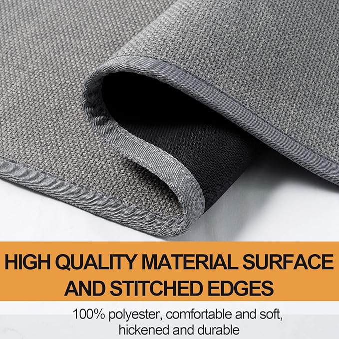 SUMLANS Kitchen Mat 1 PCS, Cushioned Non Slip Rugs for Kitchen Floor, Absorbent Runner Comfort Standing Mats Washable for Kitchen, Office, Home (Grey, 17.3"x47")
