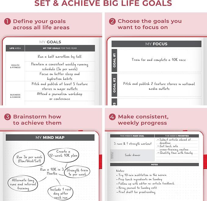 Clever Fox Planner Large – Undated Weekly & Monthly Planner for Productivity, Time Management & Goals – Organizer Journal – 7x10” (Red)