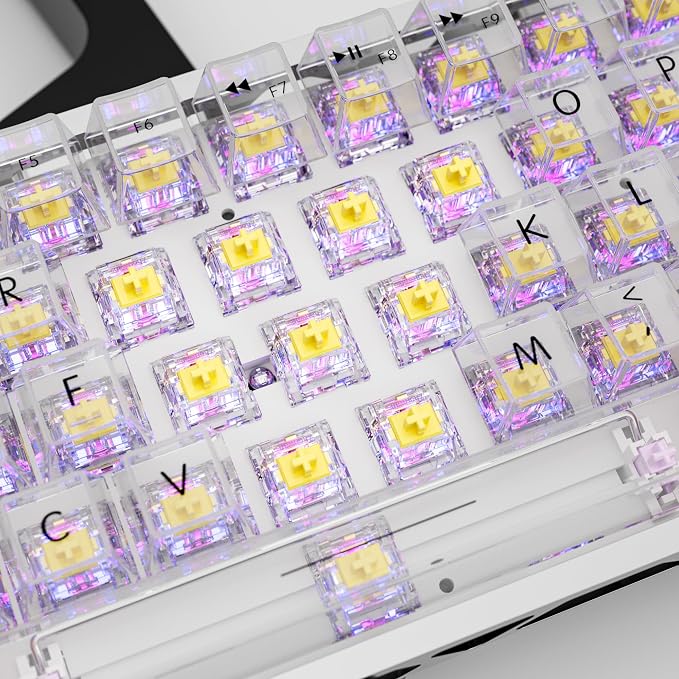 Zhouwang Crystal Yellow Switch Mechanical Keyboard Replacement,3 Pin Linear/Accurate Typing/Dustproof/RGB Transparent Gaming Keyboard Switches(36Pcs)