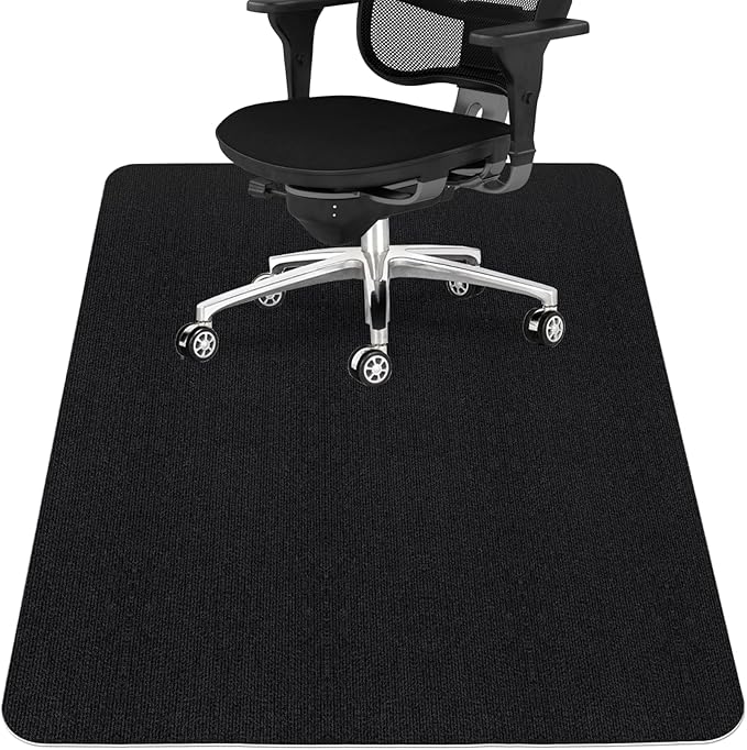 Sycoodeal Office Chair Mat for Hardwood Floor,Office Computer Gaming Chair Mat for Tile Floor,Large Floor Protector Rug,Anti-Slip,Easy to Clean,Pure Black(48"x60")