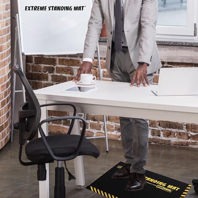 16” x 28” - 1” Thick | Anti Fatigue Mats for Standing | Industrial Antifatigue Mat with Safety Stripes | Anti Fatigue Mat for Workplace, Kitchen Standing Mat