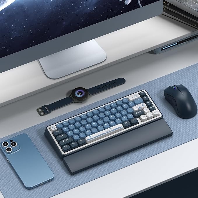 dagaladoo Apollo PBT Keycap Set,Blue/Dark Blue/White Custom Keycaps Cute, Dye Sublimation Keyboard Keycaps,MOA Profile Key caps for 100% 75% 65% 60% TKL US Layout Mechanical Keyboard