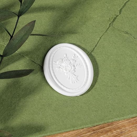 UNIQOOO Wax Seal Stickers - Vintage Photo Frame Floral Bouquet Wedding Invitation Envelope Seal Stickers, 50 Pcs Self-Adhesive White Stickers, Perfect for Invitation, Gift Wrapping, Party