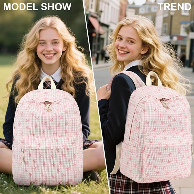 LEDAOU Kids Backpack for Girls Backpacks with Lunch Box, Lightweight Bookbag Set Elementary Middle School Back pack for 8-14