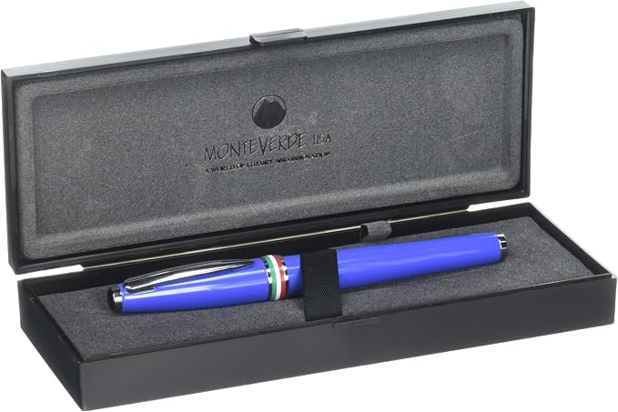 Monteverde USA Aldo Domani Italia Fountain Pen Exotic Blue - Broad Nib - Luxury Writing Pen - Italian Design - JoWo Stainless Steel Nib - Smooth Ink Flow - Refillable - Gift Box Included