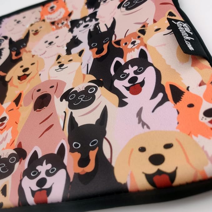 13-15 Inch Orange Dogs Print Laptop Sleeve Case/Water-Resistant Neoprene Notebook Computer Pocket Tablet Briefcase Carrying Bag/Pouch Skin Cover for HP/Dell/Lenovo/Asus/Acer/Apple