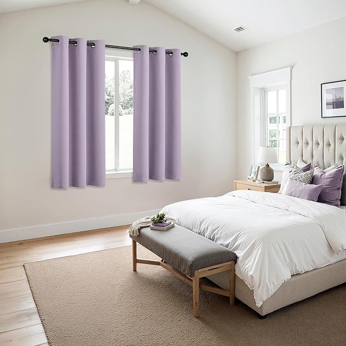 MIULEE Blackout Curtains for Bedroom Living Room 2 Panels, Thermal Insulated Room Darkening Drapes Grommet Noise Reducing Light Blocking Window Treatments 45 Inches Long 40x45 Inch Lilac