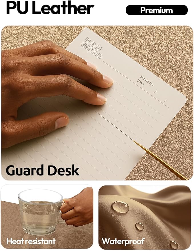 YSAGi Leather Desk Pad Protector, Office Desk Mat, Large Mouse Pad, Non-Slip PU Leather Desk Blotter, Laptop Desk Pad, Waterproof Desk Writing Pad for Office and Home (Shiny Bronze,55" x 17.2")