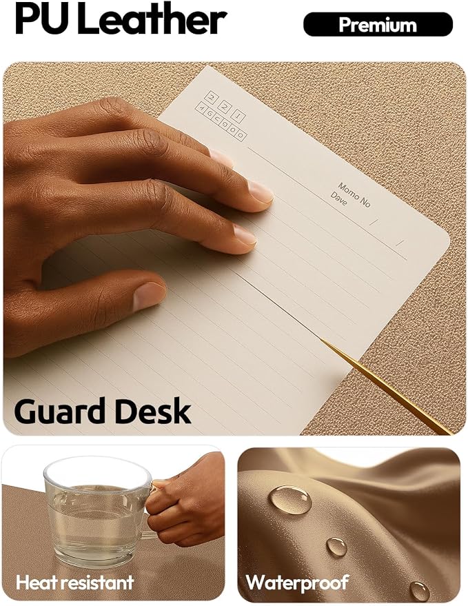 YSAGi Leather Desk Pad Protector, Office Desk Mat, Large Mouse Pad, Non-Slip PU Leather Desk Blotter, Laptop Desk Pad, Waterproof Desk Writing Pad for Office and Home (Shiny Bronze,55" x 24")