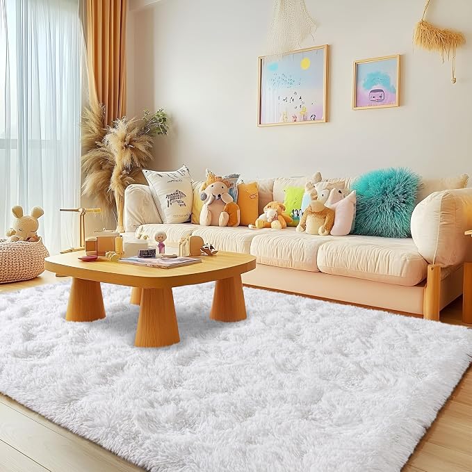 Awaytail 8x10 Carpet Fluffy Rug for Living Room - Large Nursery Thicked Fuzzy Plush Rug for Bedroom 8x10 Area Rugs White