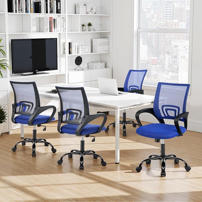 BestOffice Office Chair Ergonomic Cheap Desk Chair Mesh Computer Chair Lumbar Support Modern Executive Adjustable Stool Rolling Swivel Chair for Back Pain (Blue)