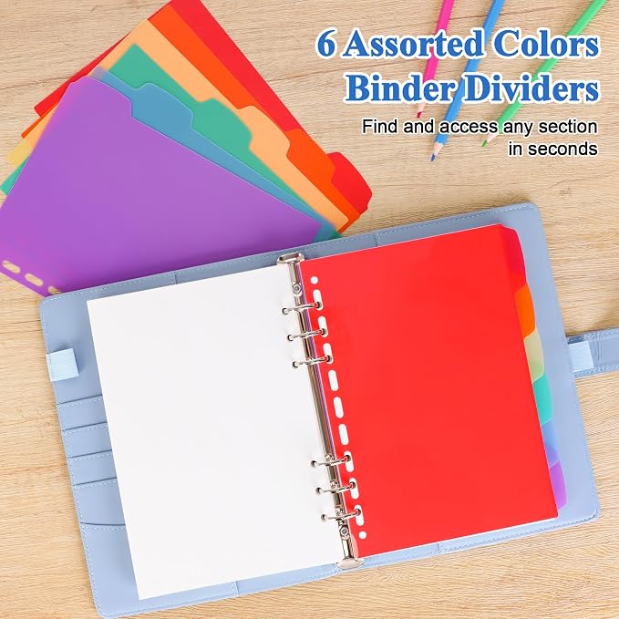 Antner A5 Blank Refill Paper 6-Hole Planner Inserts for A5 6-Ring Binders, 135 Sheets Planner Refills Loose Leaf Filler Paper with Binder Dividers for Refillable Notebook, Journal, Sketchbook, Dairy