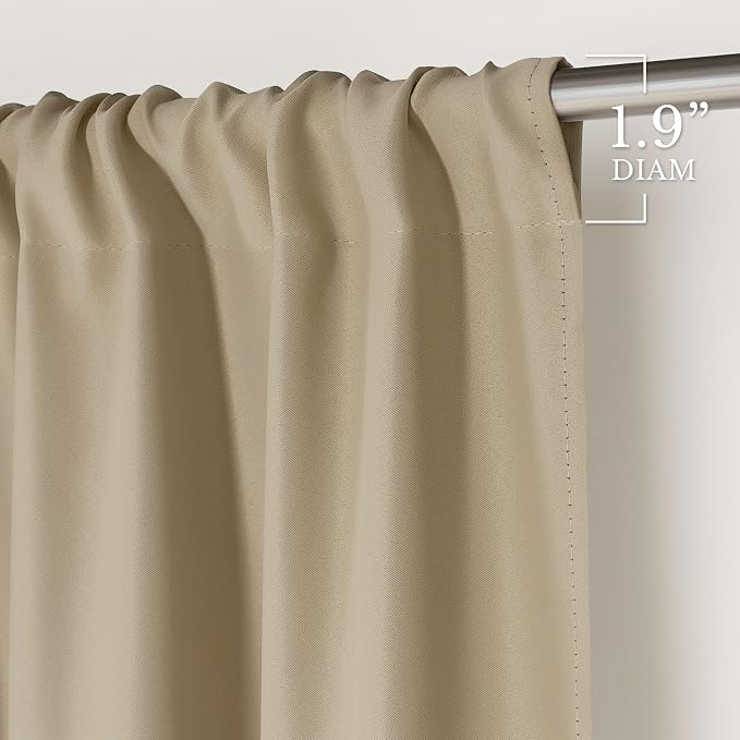 NICETOWN Window Treatment Thermal Insulated Rod Pocket Room Darkening Curtains/Drapes for Bedroom (Cocoa Eggnog, 2 Panels, W42 x L63 inches)