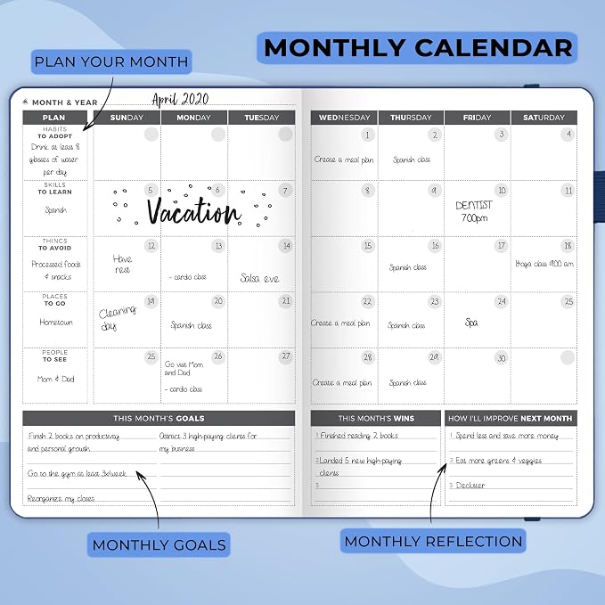 Clever Fox Planner – Undated Weekly & Monthly Planner for Productivity, Time Management & Goals – Organizer Journal – A5 (Royal Blue)