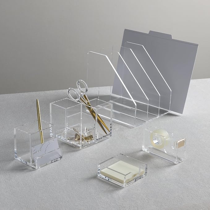 Gartner Studios Rotating Acrylic Pen & Pencil Holder for Desk, Clear | Spins to keep pens, brushes & supplies within reach. Clear acrylic carousel with two extra compartments for clips & pins.