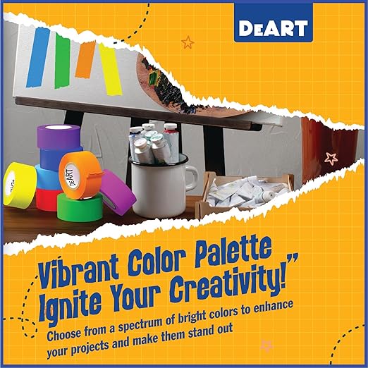 DEART Colored Masking Tape 12 Pack 1 inch Color Painters Tape for Arts & Crafts Labeling, Coding, Art Supplies, Whiteboard Tape, Craft Supplies DIY Lab Tape Wire Management Scrapbook Decoration