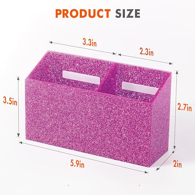 BEYGORM Magnetic Dry Erase Marker Holder for Whiteboard,Non-slip Acrylic Magnet Pen Holder for Fridge Refrigerator,Locker Organizer for Work,Locker Accessories,Pencil Cup for Desk(Bling Pink)
