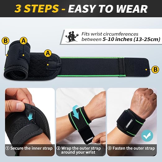 CAMBIVO Wrist Brace 2 Pack, Adjustable Compression Wrist Support for Carpal Tunnel, Tendonitis Pain Relief, Wrist Wraps for Weightlifting, Gym Fitness, Sleeping Night Support, Men Women