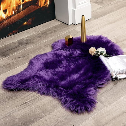 MIULEE Luxury Super Soft Fluffy Area Rug Faux Fur Sheepskin Rug Decorative Plush Shaggy Carpet for Bedside Sofa Floor 2 x 3 Feet, Purple