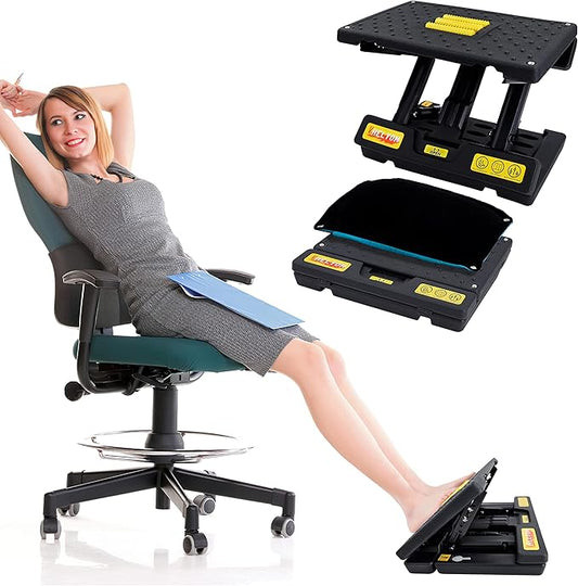 Foot Rest for Under Desk at Work,Height Adjustable Footrest with Massage Roller and Thick Cushion,Ergonomic Foot Rest for Car,Office,Home,Train,Travel,Gaming,Sturdy Metal Frame All-Season Use