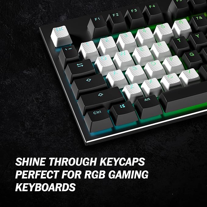 HK Gaming Rubber Keycaps Set | Anti-Slip Texture | Doubleshot Backlit Keycap Set | 23 Keys OEM Profile Key Set | for Mechanical Keyboard | Compatible with Cherry MX, Gateron, Kailh | White