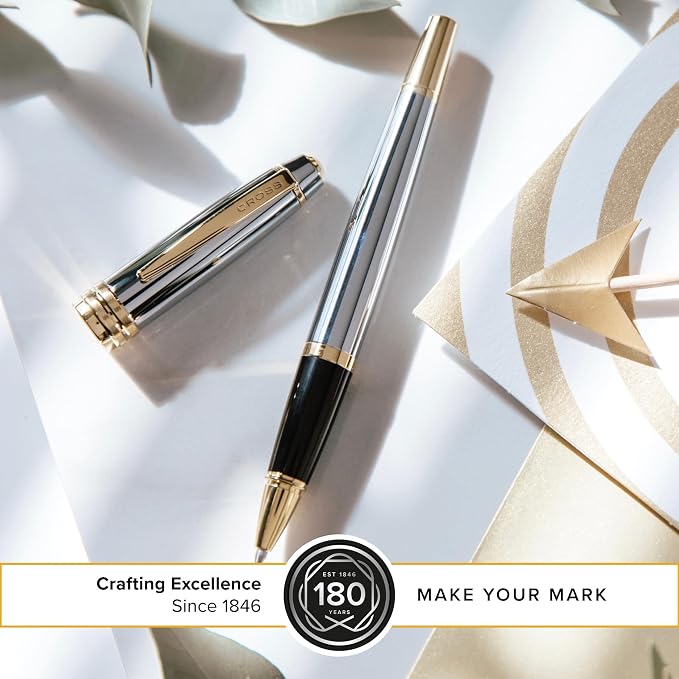 Cross Bailey Refillable Rollerball Pen Presented in a Premium Gift Box - Medium Point, Black Ink, Medalist