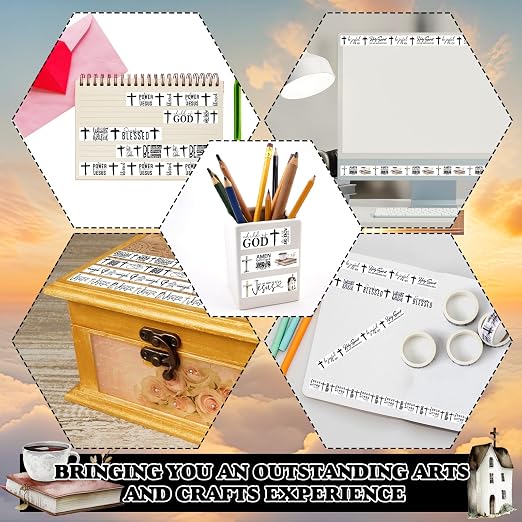 24 Rolls Back to School Christian Washi Tape Gifts Bulk Graduation VBS Religious Scripture Bible Verse Black White Cross Washi Tape for Bible Journaling Crafting Students Study Stationery