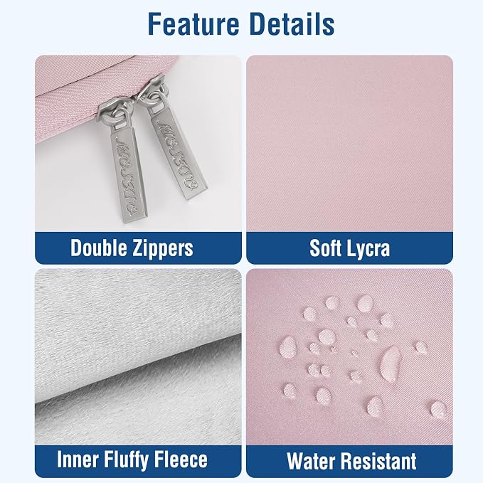 MOSISO Laptop Case 15 inch, 15 inch Laptop Sleeve Bag Compatible with MacBook Air M5 A3448 M4 A3241 M3 A3114 M2 A2941 2026-2023, Dell XPS, Neoprene Computer Sleeve Bag with Small Case, Baby Pink