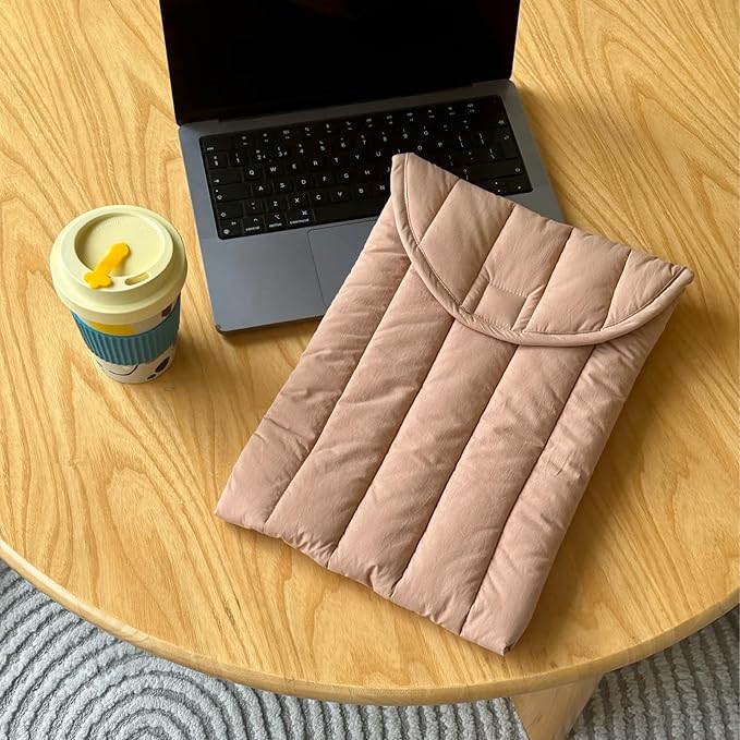 Puffy Laptop Sleeve 11-12 Inch Beige, Protective Carrying Case for Men and Women, Cute Case Bag Compatible with 11 and 12 Inch Laptops, 10.9" Ipad 10, 10.2" Ipad 7 8 9 in Cover