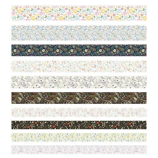 Creative Washi Tape Set 10 Rolls Gold Foil Print Decorative Masking Tapes for Arts, DIY Crafts, Journals, Planners, Scrapbook, Wrapping (Garden Maze)