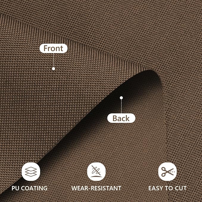 Waterproof Canvas Fabric by The Yard 58inch 600D Upholstery Material Polyester Fabric Outdoor Water Resistant Fabric for Sewing Chair Patio Cushion Purse Bag Interior, 6 Yard Brown