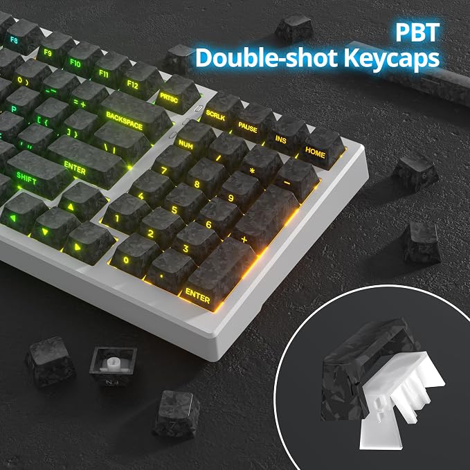 Fogruaden PBT Keycaps Set, Cherry Profile Custom Keycap for Mechanical Keyboard Keycaps(CarbonBlack)