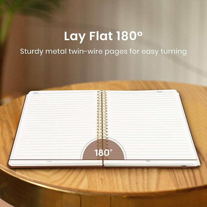 Taja Lined Spiral Journal Notebook for Women & Men, 140 Pages, College Ruled Hardcover Notebook for Work & Note Taking, Journals for Writing, A5(5.7" x 7.9") – Rust Brown