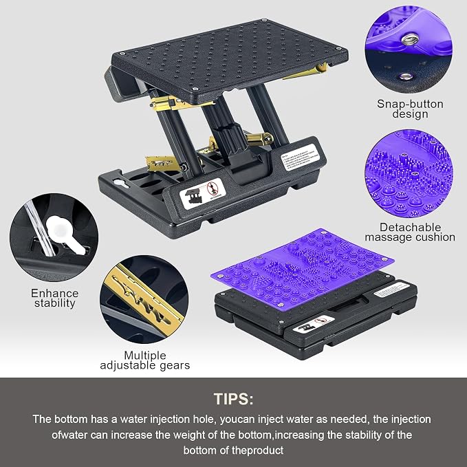 Footrest Under Desk，Height Adjustable footrest with Reflexology Pad | Foldable Ergonomic Foot Stool for Muscle Tension Relief, Suitable for Office, Home & All-Season Use(Purple)