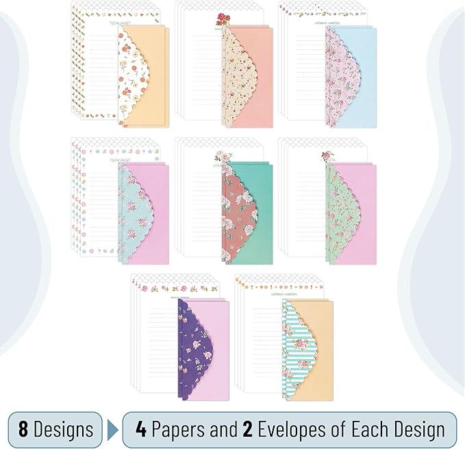 Mr. Pen- Stationery Writing Paper Set with Envelopes, 7.5" x 10.2", 32 Letter Sheets & 16 Envelopes, Smooth Printable Letter Paper for Handwritten Notes, Personal Letters, Invitations, Office & Home