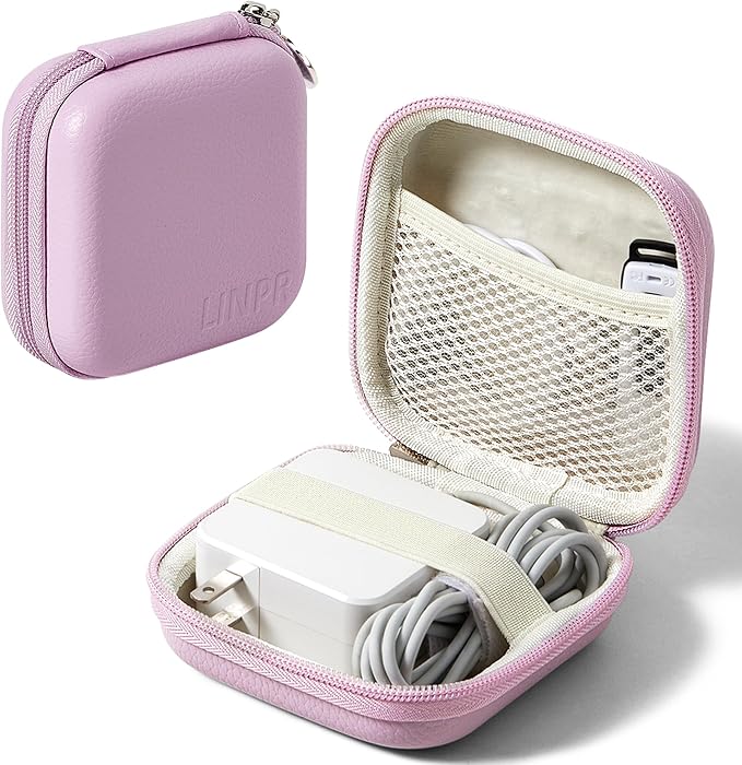 Charger Case for Macbook, Portable Tech Electronic Organizer Bag, Small Travel Storage Pouch for Laptop Accessories, MacBook Power Adapter, Charging Cords, USB Drives (Light Purple, M)