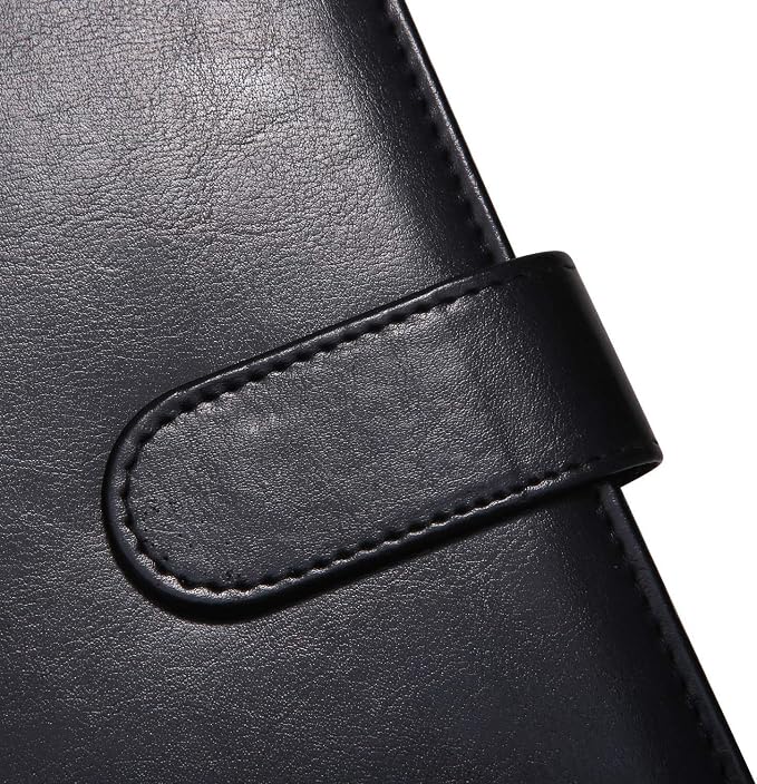 Padfolio Portfolio Resume Folder with Pocket, Premium Faux Leather Interview Writing Legal Pads Document Organizer Portfolio with Business Card Holder (Black)