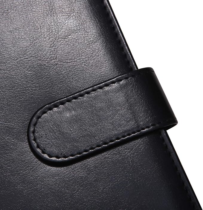 Padfolio Portfolio Resume Folder with Pocket, Premium Faux Leather Interview Writing Legal Pads Document Organizer Portfolio with Business Card Holder (Black)