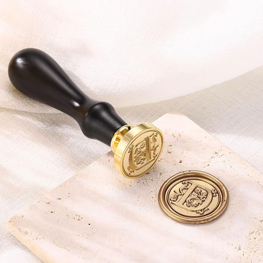 Yoption Traditional Initial Alphabet Wax Seal Stamp with 120 Antique Gold Wax Seal Beads Kit for Wedding Engagement Party Invitation Envelope Christmas Gift Wrap - Letter D
