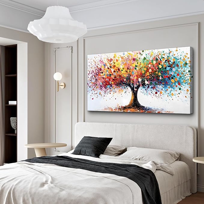 Lapremoly Abstract Wall Decorations For Living Room Large Wall Art For Office Colorful Tree Landscape Wall Paintings Bedroom Decor Modern Canvas Prints Posters Mural Artwork Ready To Hang 48"X24"