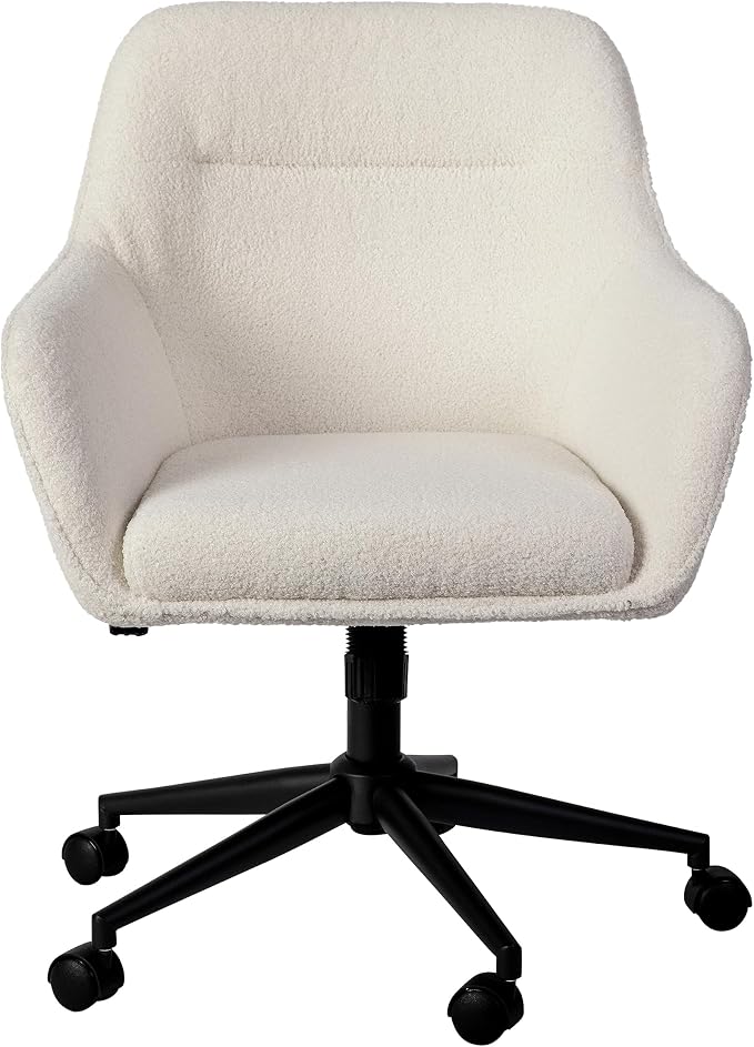 Martha Stewart Rayna Upholstered Office Chair, White | Oil Rubbed Bronze Frame