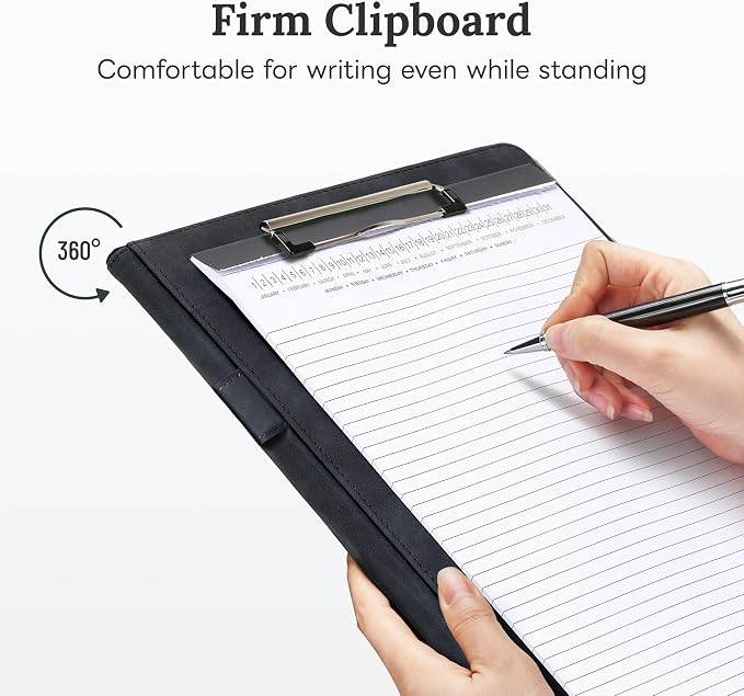 Clipboard Folder Padfolio, Mymazn Writing Portfolio Faux Leather Clipboards with Cover for Legal Pad Holder Letter Size A4 8.5 x 12 for Business Conference Notepad Clip Boards